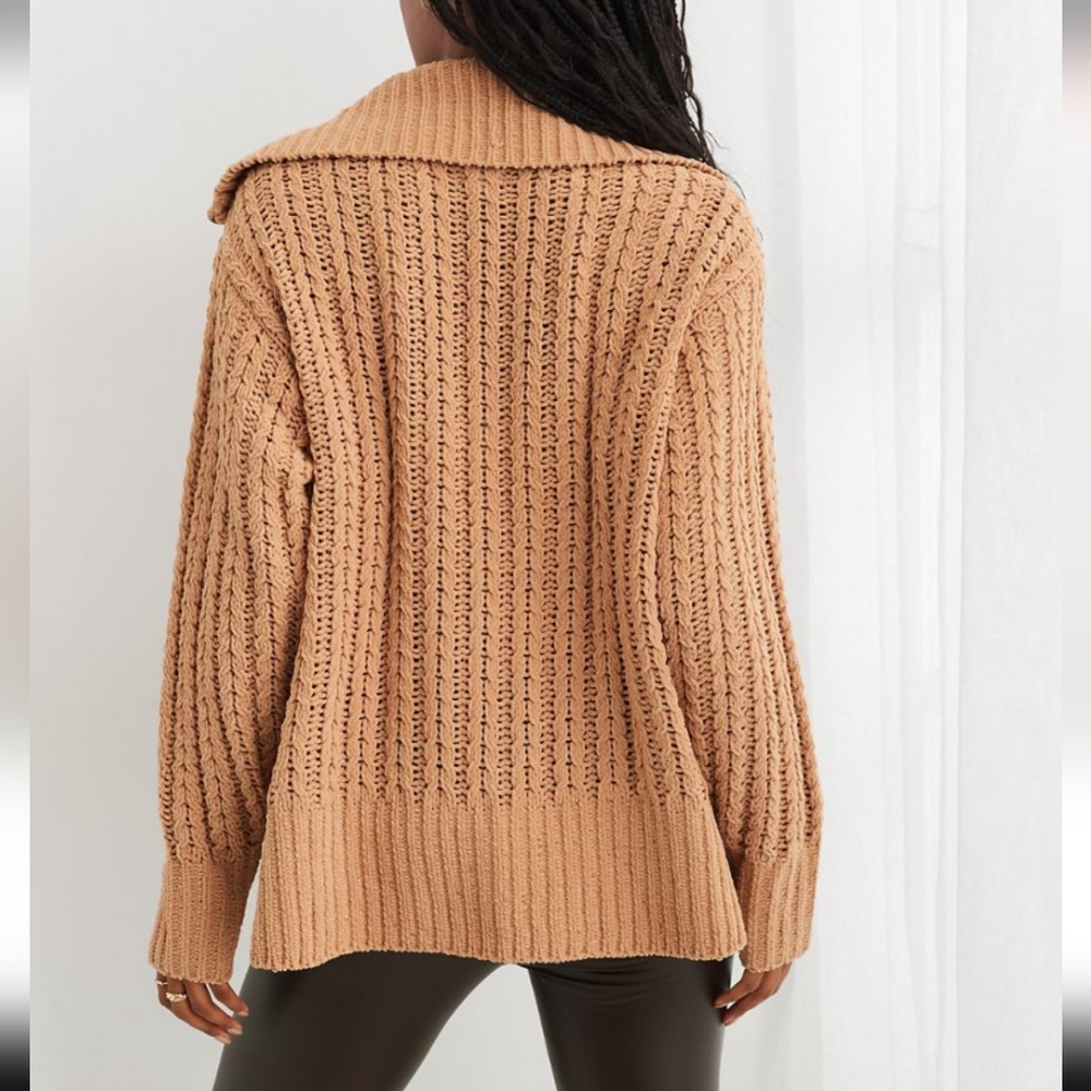 Aerie Cable Car Quarter Zip Oversized Sweater - Picture 5 of 7